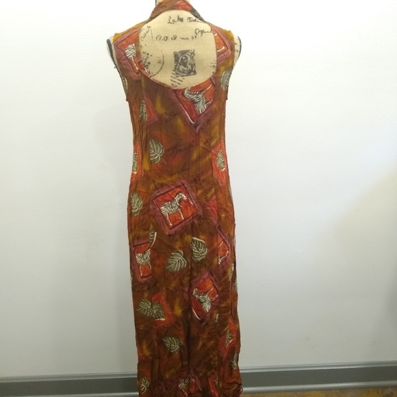 VINTAGE zebra leaf print button front maxi skirt - Picture 5 of 8